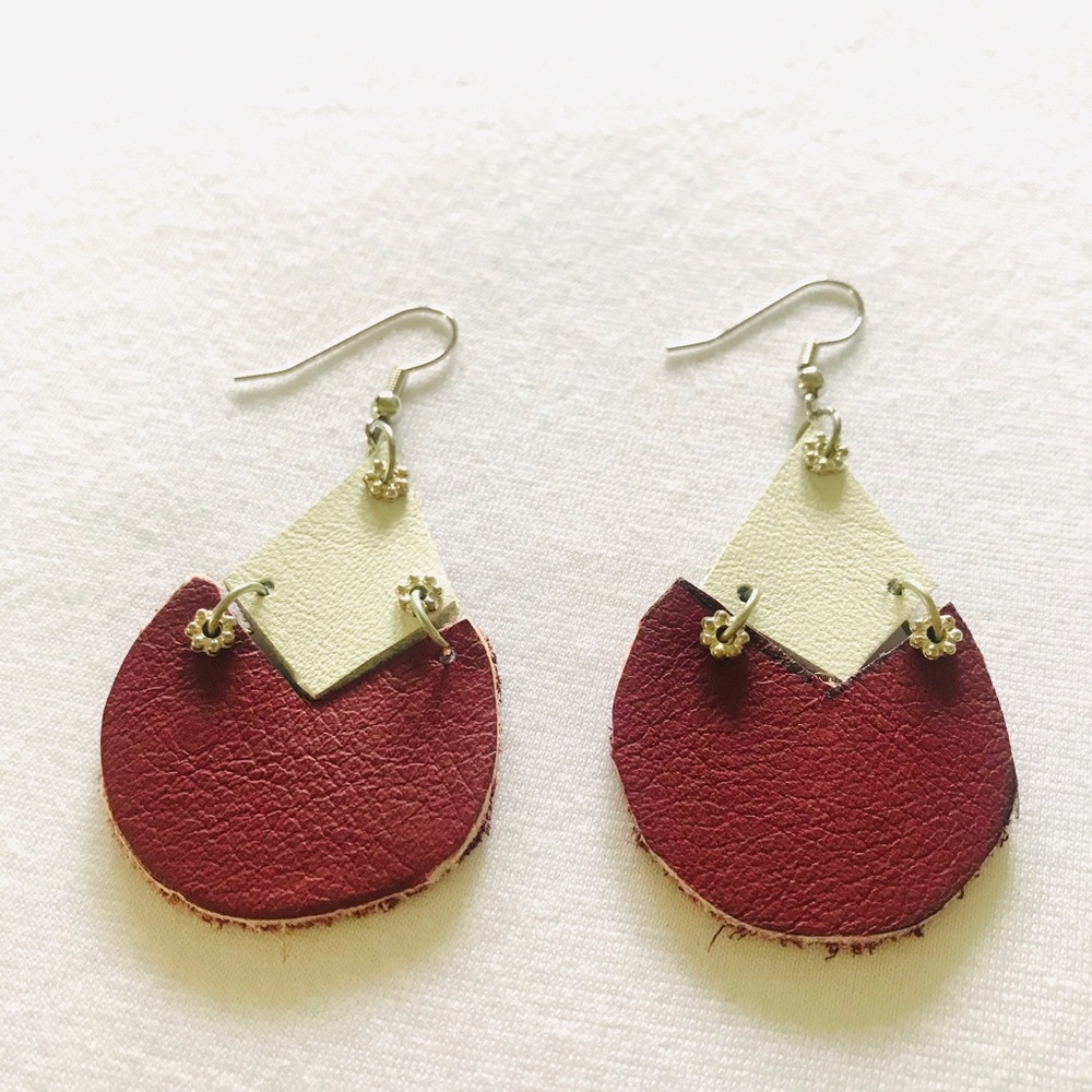 Leather earrings handmade